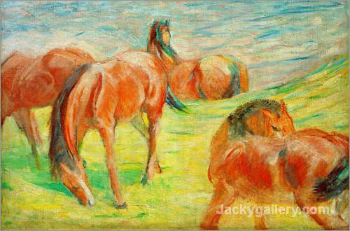 Grazing Horses I by Franz Marc paintings reproduction
